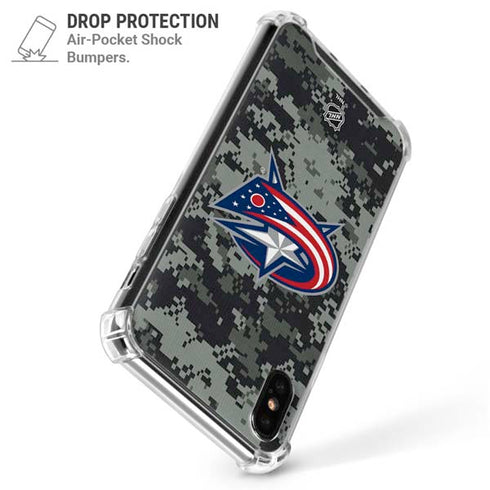 NHL Columbus Blue Jackets Camo iPhone XS Max Clear Case