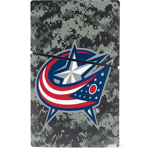NHL Columbus Blue Jackets Camo PS5 Slim Digital Edition Bundle Skin