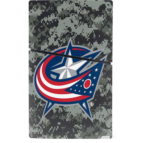 NHL Columbus Blue Jackets Camo PS5 Slim Digital Edition Console Skin