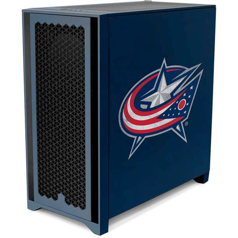 NHL Columbus Blue Jackets Distressed Corsair 4000D Tempered Glass Mid-Tower ATX Case Skin