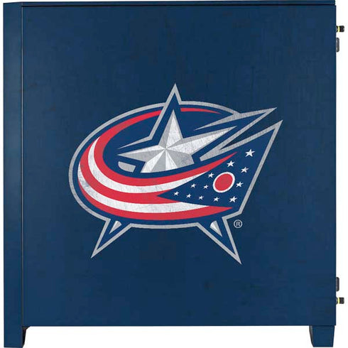 NHL Columbus Blue Jackets Distressed Corsair 4000D Tempered Glass Mid-Tower ATX Case Skin