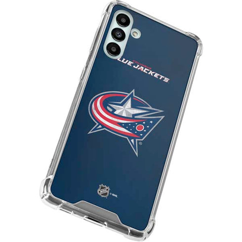 NHL Columbus Blue Jackets Distressed Galaxy A13 5G Clear Case