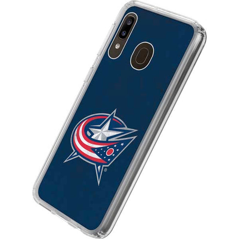 NHL Columbus Blue Jackets Distressed Galaxy A20 Clear Case