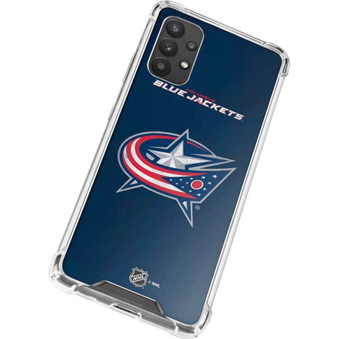 NHL Columbus Blue Jackets Distressed Galaxy A32 5G Clear Case