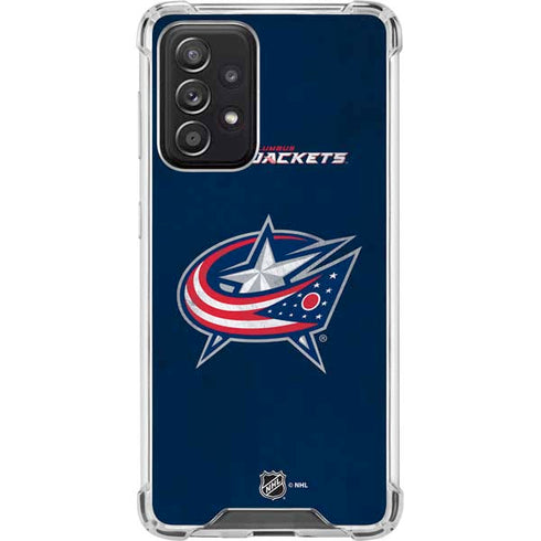 NHL Columbus Blue Jackets Distressed Galaxy A52 5G Clear Case