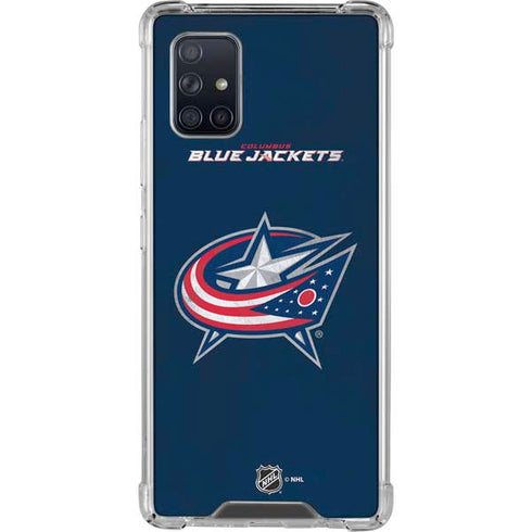 NHL Columbus Blue Jackets Distressed Galaxy A71 5G Clear Case