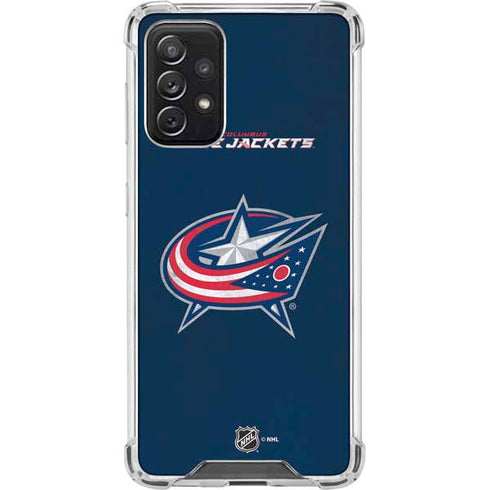 NHL Columbus Blue Jackets Distressed Galaxy A72 5G Clear Case