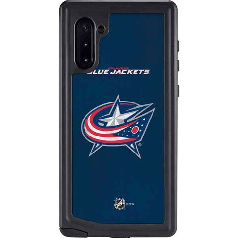 NHL Columbus Blue Jackets Distressed Galaxy Note 10 Waterproof Case