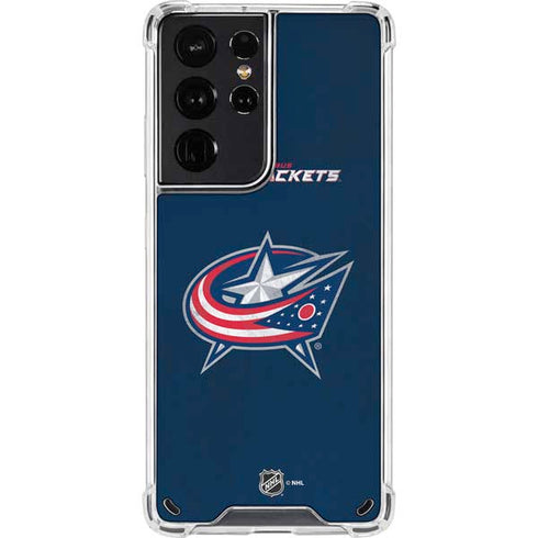 NHL Columbus Blue Jackets Distressed Galaxy S21 Ultra 5G Clear Case