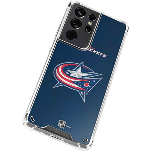 NHL Columbus Blue Jackets Distressed Galaxy S21 Ultra 5G Clear Case