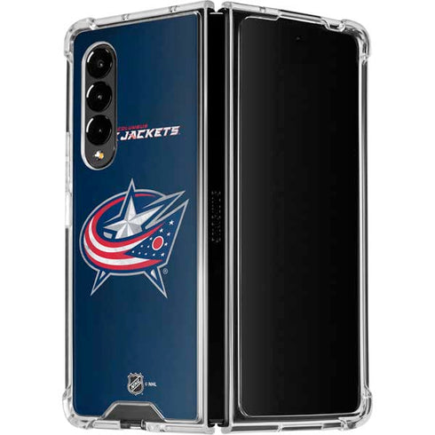 NHL Columbus Blue Jackets Distressed Galaxy Z Fold4 5G Clear Case