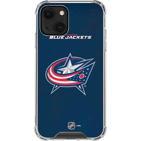 NHL Columbus Blue Jackets Distressed iPhone 13 Mini Clear Case