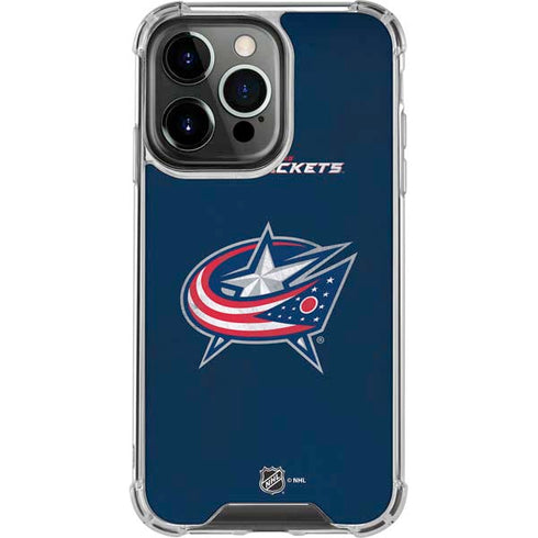 NHL Columbus Blue Jackets Distressed iPhone 13 Pro Clear Case
