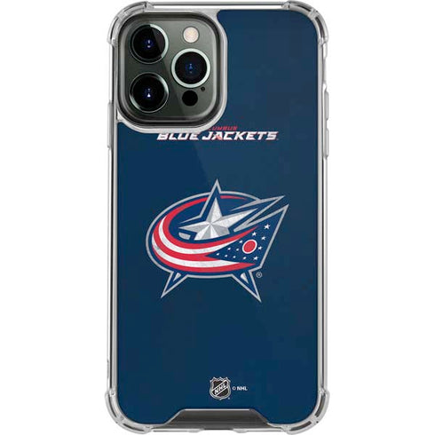 NHL Columbus Blue Jackets Distressed iPhone 13 Pro Max Clear Case