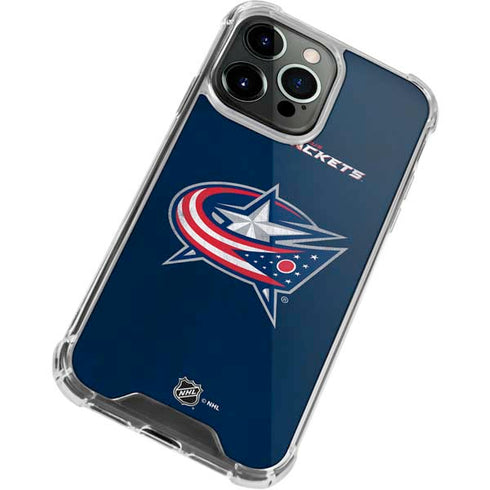 NHL Columbus Blue Jackets Distressed iPhone 15 Pro Clear Case