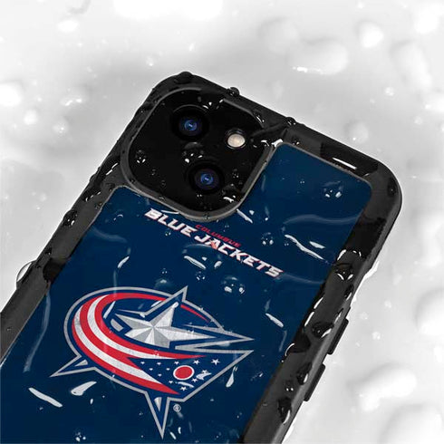 NHL Columbus Blue Jackets Distressed iPhone 15 Plus Waterproof Case