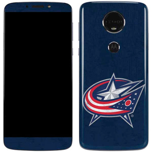 NHL Columbus Blue Jackets Distressed Moto E5 Plus Skin