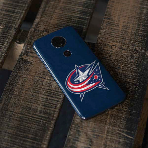 NHL Columbus Blue Jackets Distressed Moto E5 Plus Skin