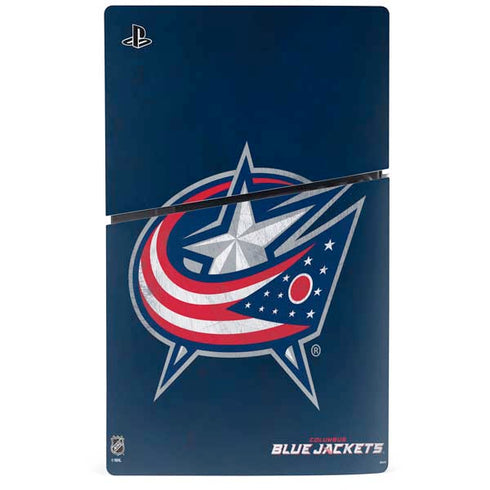 NHL Columbus Blue Jackets Distressed PS5 Slim Digital Edition Bundle Skin