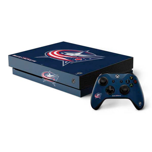 NHL Columbus Blue Jackets Distressed Xbox One X Bundle Skin