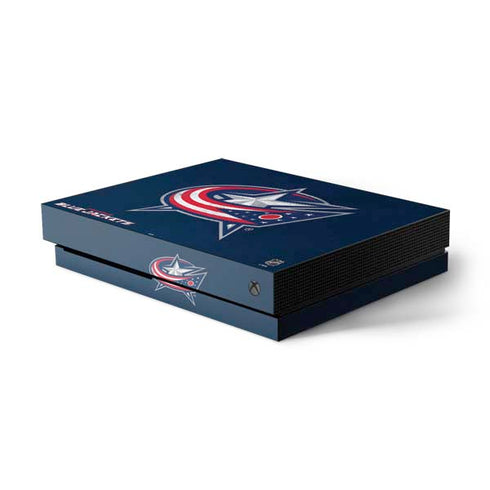 NHL Columbus Blue Jackets Distressed Xbox One X Console Skin