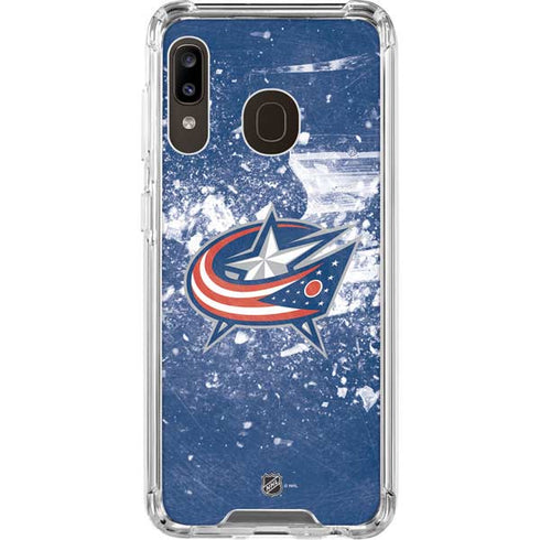 NHL Columbus Blue Jackets Frozen Galaxy A30 Clear Case