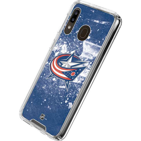 NHL Columbus Blue Jackets Frozen Galaxy A30 Clear Case