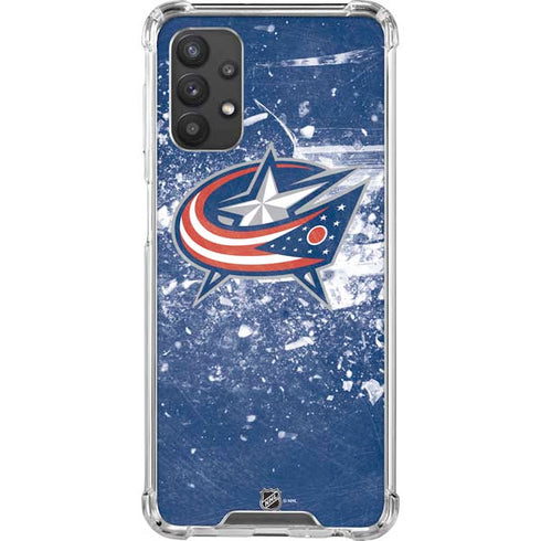 NHL Columbus Blue Jackets Frozen Galaxy A32 5G Clear Case