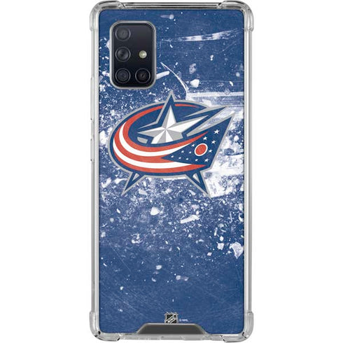 NHL Columbus Blue Jackets Frozen Galaxy A71 5G Clear Case