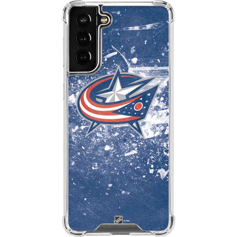 NHL Columbus Blue Jackets Frozen Galaxy S21 FE Clear Case