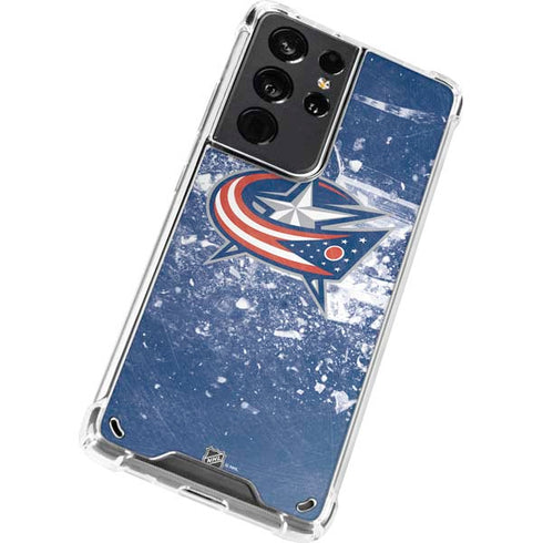 NHL Columbus Blue Jackets Frozen Galaxy S21 Ultra 5G Clear Case