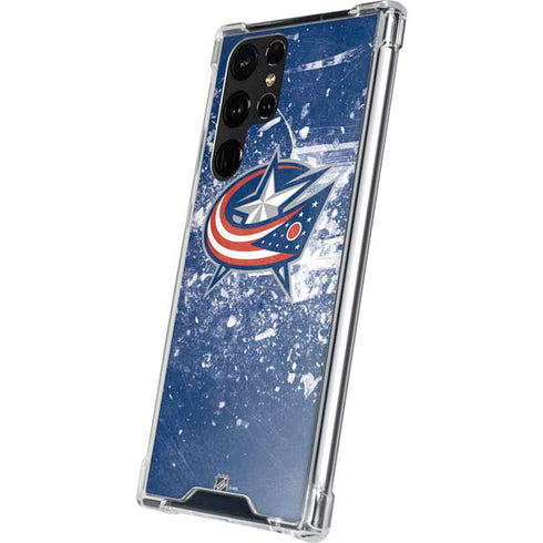 NHL Columbus Blue Jackets Frozen Galaxy S22 Ultra Clear Case