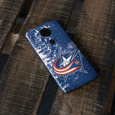 NHL Columbus Blue Jackets Frozen Moto E5 Plus Skin