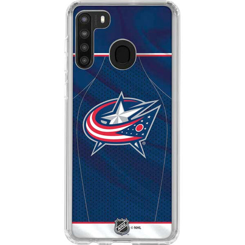 NHL Columbus Blue Jackets Jersey Galaxy A21 Clear Case