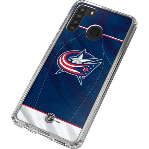 NHL Columbus Blue Jackets Jersey Galaxy A21 Clear Case