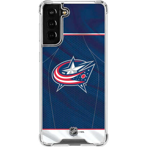 NHL Columbus Blue Jackets Jersey Galaxy S21 FE Clear Case