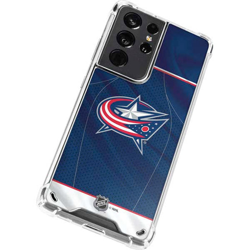 NHL Columbus Blue Jackets Jersey Galaxy S21 Ultra 5G Clear Case