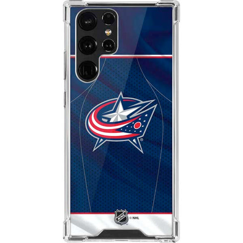 NHL Columbus Blue Jackets Jersey Galaxy S22 Ultra Clear Case
