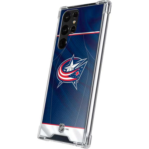 NHL Columbus Blue Jackets Jersey Galaxy S22 Ultra Clear Case