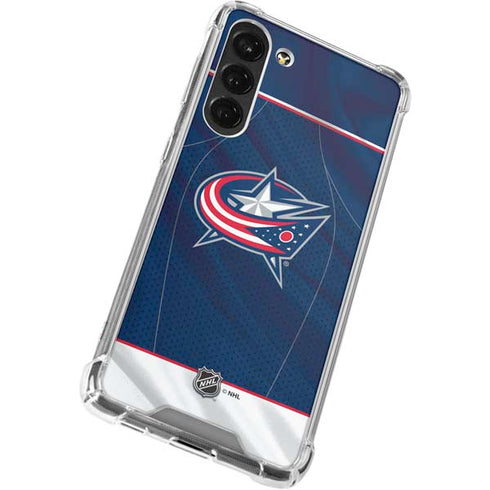 NHL Columbus Blue Jackets Jersey Galaxy S23 Plus Clear Case