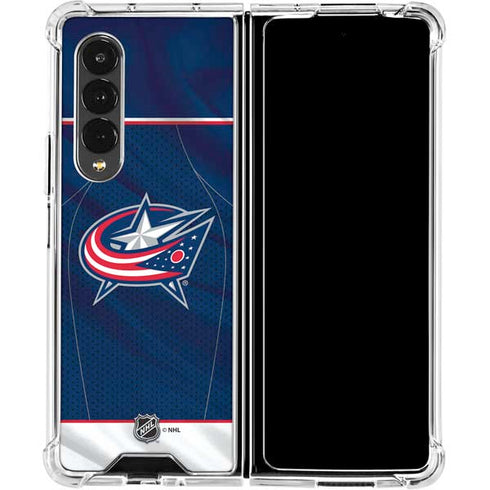 NHL Columbus Blue Jackets Jersey Galaxy Z Fold4 5G Clear Case
