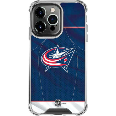 NHL Columbus Blue Jackets Jersey iPhone 14 Pro Clear Case