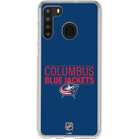 NHL Columbus Blue Jackets Lineup Galaxy A21 Clear Case