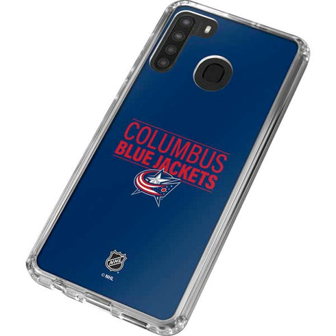 NHL Columbus Blue Jackets Lineup Galaxy A21 Clear Case