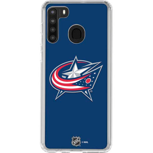 NHL Columbus Blue Jackets Logo Galaxy A21 Clear Case