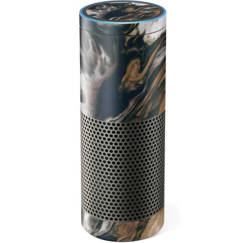 Copper and Black Marble Ink Amazon Echo Skin