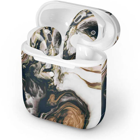 Copper and Black Marble Ink Apple AirPods 2 Skin