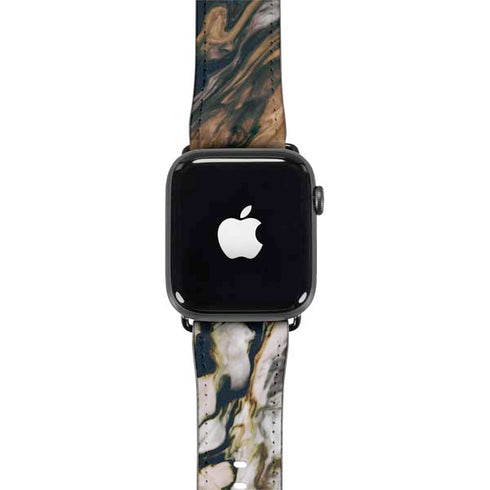Copper and Black Marble Ink Apple Watch Band 42-44mm