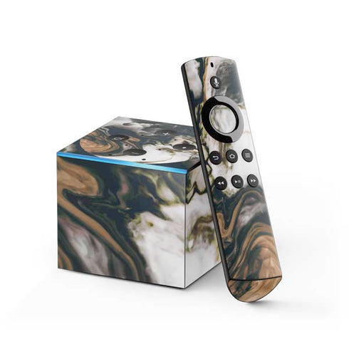 Copper and Black Marble Ink Fire TV Cube Skin