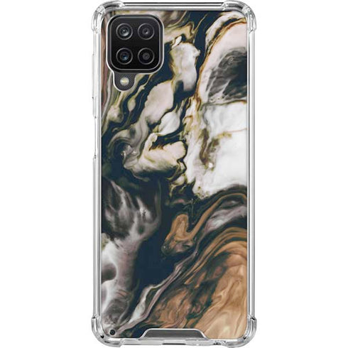 Copper and Black Marble Ink Galaxy A12 Clear Case
